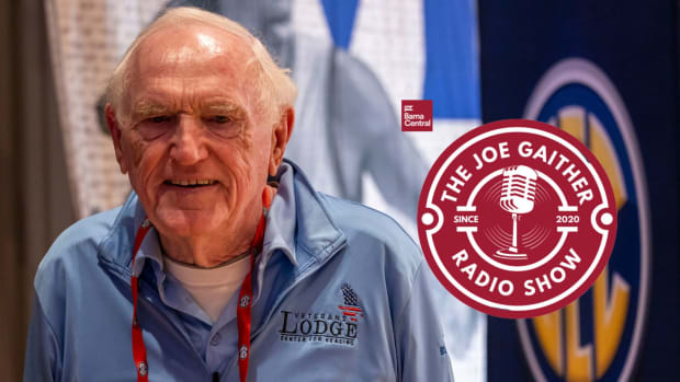Oct 18, 2023; Brimingham, AL, USA; Retired Alabama basketball coach Wimp Sanderson visits during the SEC Basketball Tipoff at Grand Bohemian Hotel Mountain Brook. Mandatory Credit: Vasha Hunt-USA TODAY Sports